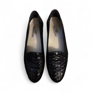 Trotters, Black Woven Loafers, Size 8.5N, Upper Leather In Perfect Condition